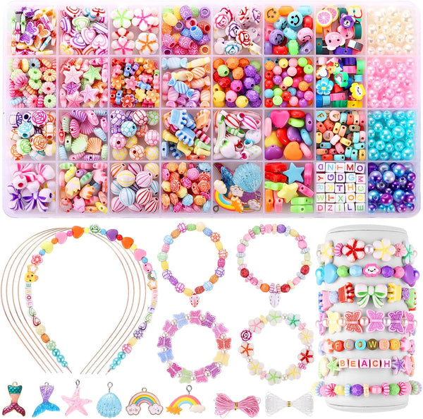 Kit Bracelets Élastiques Funtopia 12000+ Pièces - Loisirs Créatifs Avec Perles Et Pendentifs Pour Enfants Et Filles